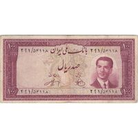 اسکناس 100 ریال کراواتی 1330 - تک - VF25 - محمد رضا شاه