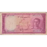اسکناس 100 ریال سری سوم - تک - VF25 - محمد رضا شاه
