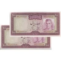 اسکناس 100 ریال (آموزگار - جهانشاهی) - جفت - UNC62 - محمد رضا شاه