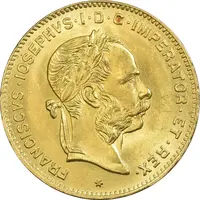 سکه 10 فرانک (4 فلورین) 1892 فرانتس یوزف یکم (طلا) - MS64 - اتریش