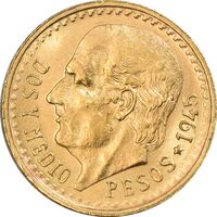 سکه 2-1/2 پزو نشان قدیم مکزیک 1945 (طلا) - MS63 - مکزیک