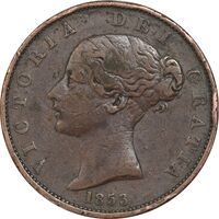 سکه 1 فارتینگ 1853 ویکتوریا - VF25 - انگلستان