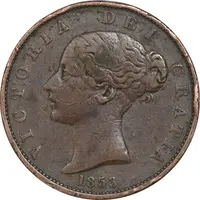 سکه 1 فارتینگ 1853 ویکتوریا - VF25 - انگلستان