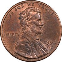 سکه 1 سنت 1994D لینکلن - AU55 - آمریکا