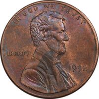 سکه 1 سنت 1998 لینکلن - AU58 - آمریکا