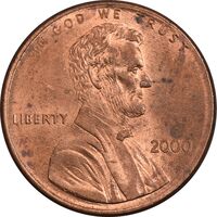 سکه 1 سنت 2000 لینکلن - MS61 - آمریکا