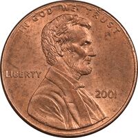 سکه 1 سنت 2001 لینکلن - MS61 - آمریکا