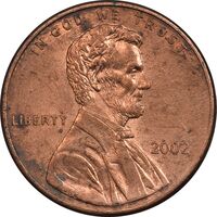 سکه 1 سنت 2002 لینکلن - AU58 - آمریکا