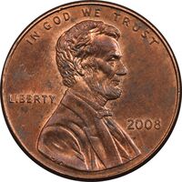 سکه 1 سنت 2008 لینکلن - MS61 - آمریکا