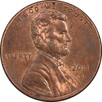 سکه 1 سنت 2011D لینکلن - AU58 - آمریکا