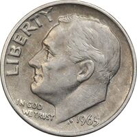 سکه 1 دایم 1965 روزولت - EF45 - آمریکا