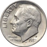 سکه 1 دایم 1982P روزولت - EF45 - آمریکا