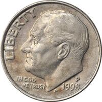 سکه 1 دایم 1998P روزولت - EF45 - آمریکا