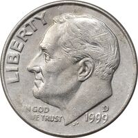 سکه 1 دایم 1999D روزولت - EF40 - آمریکا