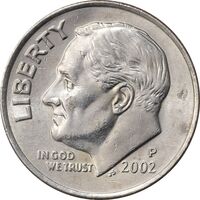 سکه 1 دایم 2002P روزولت - MS61 - آمریکا