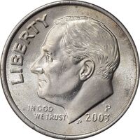 سکه 1 دایم 2003P روزولت - MS62 - آمریکا