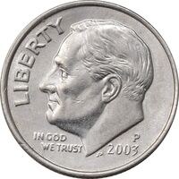 سکه 1 دایم 2003P روزولت - AU55 - آمریکا