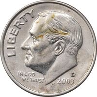 سکه 1 دایم 2003D روزولت - AU50 - آمریکا