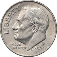 سکه 1 دایم 2005P روزولت - AU50 - آمریکا