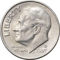 سکه 1 دایم 2007D روزولت - AU50 - آمریکا