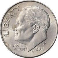 سکه 1 دایم 2011D روزولت - AU58 - آمریکا