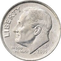 سکه 1 دایم 2015D روزولت - AU55 - آمریکا