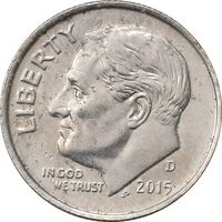 سکه 1 دایم 2015D روزولت - EF45 - آمریکا