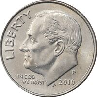 سکه 1 دایم 2016P روزولت - AU58 - آمریکا