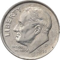 سکه 1 دایم 2016D روزولت - EF45 - آمریکا