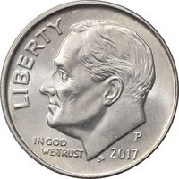 سکه 1 دایم 2017P روزولت - MS61 - آمریکا