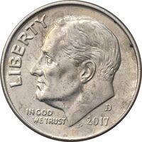 سکه 1 دایم 2017D روزولت - AU58 - آمریکا