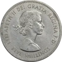 سکه 5 شیلینگ 1960 نمایشگاه بریتانیا - الیزابت دوم - AU55 - انگلستان