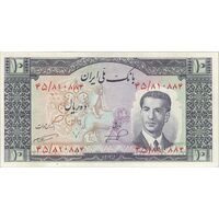 اسکناس 10 ریال 1332 - تک - AU55 - محمد رضا شاه