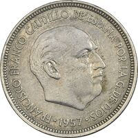 سکه 5 پزتا (74)1957 فرانکو کادیلو - EF45 - اسپانیا