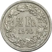 سکه 1/2 فرانک 1970 دولت فدرال - EF45 - سوئیس