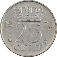 سکه 25 سنت 1970 یولیانا - EF45 - هلند
