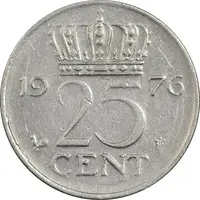 سکه 25 سنت 1976 یولیانا - EF45 - هلند