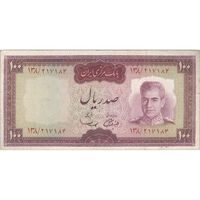 اسکناس 100 ریال (آموزگار - سمیعی) نوشته قرمز - تک - VF25 - محمد رضا شاه