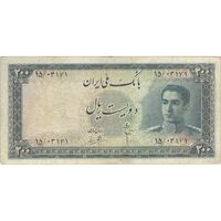 اسکناس 200 ریال سری سوم - تک - VF25 - محمد رضا شاه
