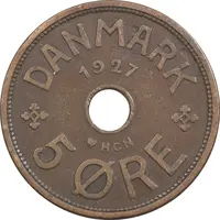 سکه 5 اوره 1927 کریستیان دهم - EF40 - دانمارک