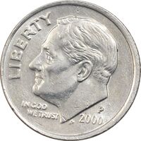 سکه 1 دایم 2000P روزولت - AU50 - آمریکا