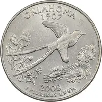 سکه کوارتر دلار 2008D ایالتی (اوکلاهما) - MS62 - آمریکا