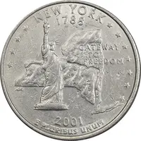 سکه کوارتر دلار 2001D ایالتی (نیویورک) - AU58 - آمریکا