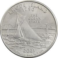 سکه کوارتر دلار 2001P ایالتی (رود آیلند) - MS61 - آمریکا