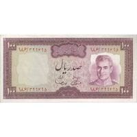 اسکناس 100 ریال (آموزگار - سمیعی) نوشته سیاه - تک - EF40 - محمد رضا شاه