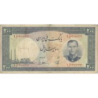 اسکناس 200 ریال 1337 - تک - VF25 - محمد رضا شاه