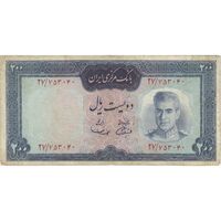 اسکناس 200 ریال (آموزگار - سمیعی) نوشته قرمز - تک - VF25 - محمد رضا شاه