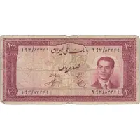 اسکناس 100 ریال کراواتی 1330 - تک - F15 - محمد رضا شاه
