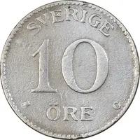 سکه 10 اوره 1938 گوستاو پنجم - EF40 - سوئد