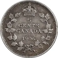 سکه 5 سنت 1906 ادوارد هفتم - VF35 - کانادا